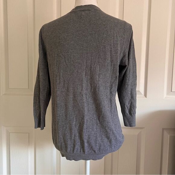 Ann Taylor Loft V neckline Cotton Sweater Heather Grey Medium - Picture 4 of 5